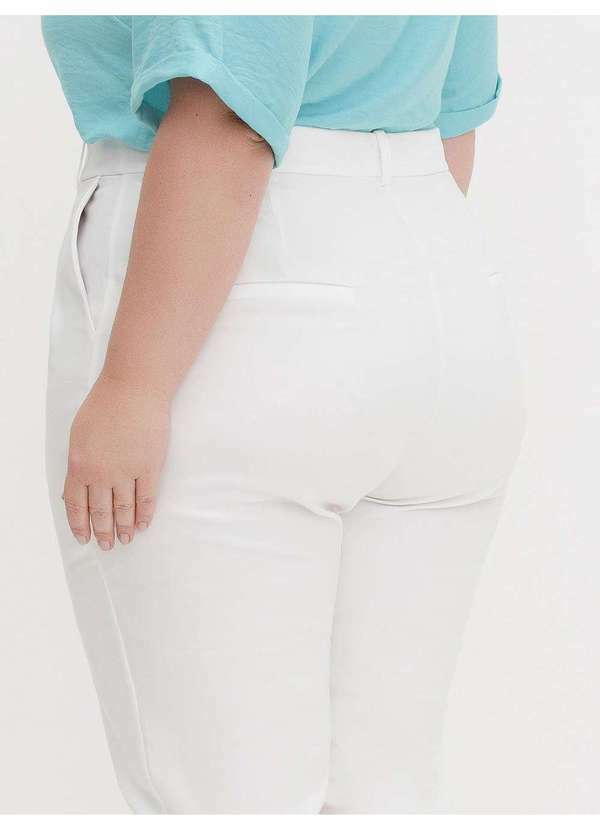 Principessa - Calça de Alfaiataria Reta Slim Plus Size Off White Helora 6