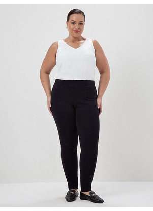 Principessa - Calça de Malha Montaria Plus Size Preta Noara - PRINCIPESSA