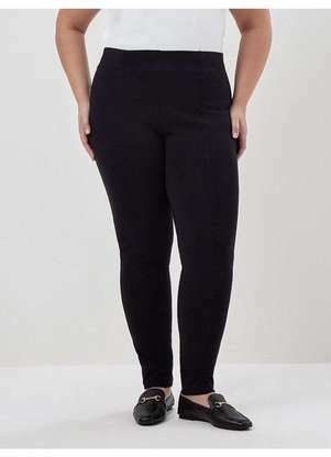 Principessa - Calça de Malha Montaria Plus Size Preta Noara - PRINCIPESSA