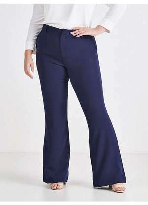 Principessa - Calça Flare Alfaiataria Plus Size Marinho Ambar - PRINCIPESSA