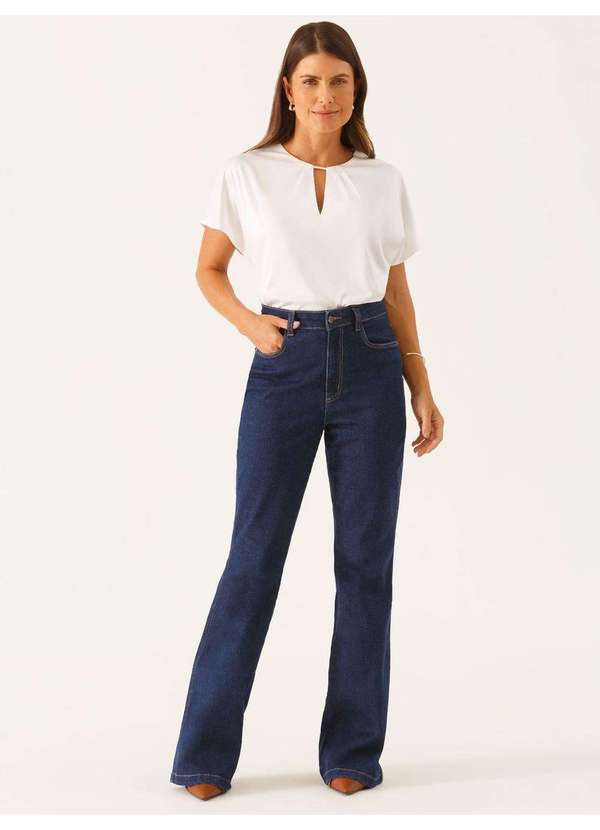 Principessa - Calça Jeans Flare Alfaiatada Azul Escuro Vionelle 3