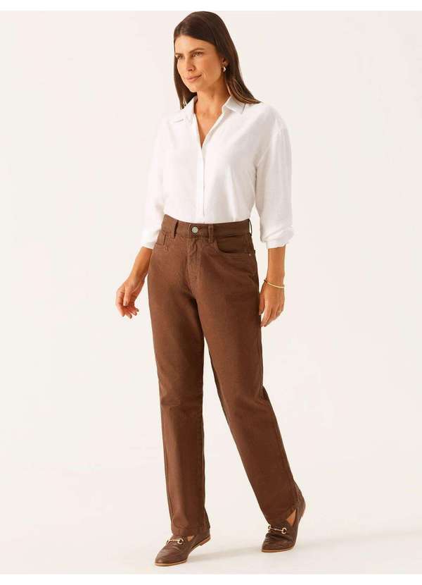 Principessa - Calça Sarja Reta Marrom Escuro Violetta 1