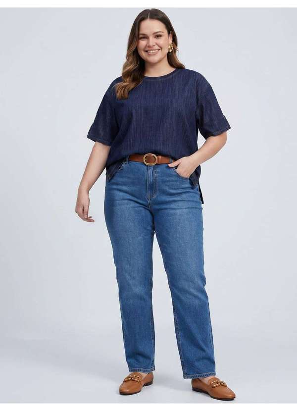 Principessa - Calça Jeans Skinny Plus Size Azul Medio Ceyla