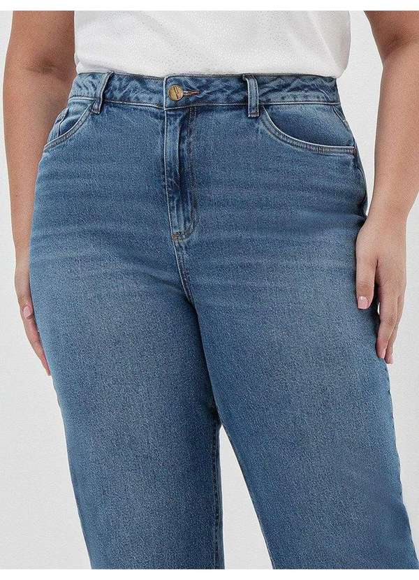 Principessa - Calça Jeans Wide Leg Plus Size Azul Médio Sicilia 3