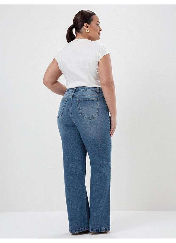 Principessa - Calça Jeans Wide Leg Plus Size Azul Médio Sicilia 4