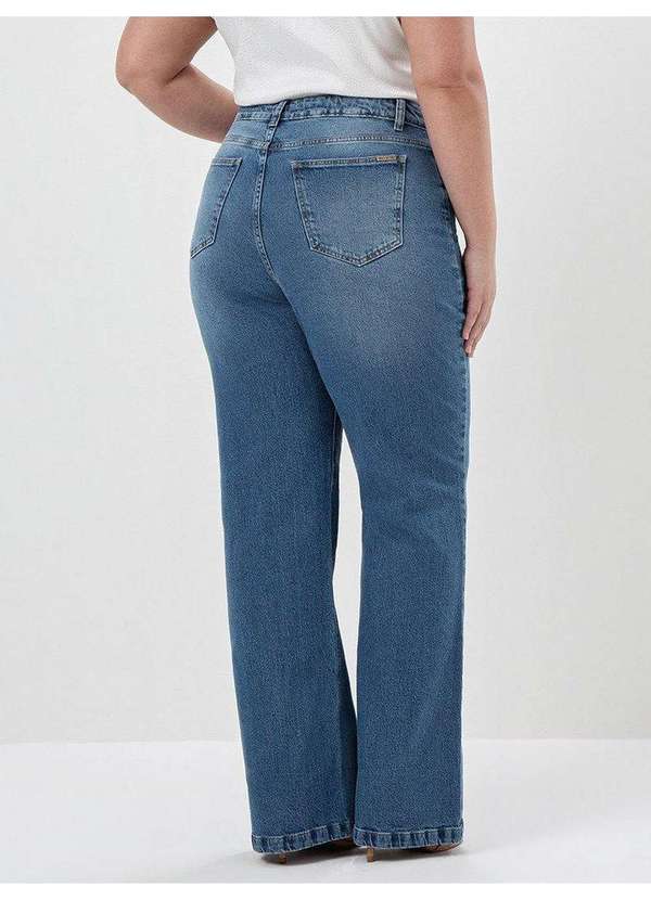 Principessa - Calça Jeans Wide Leg Plus Size Azul Médio Sicilia 5