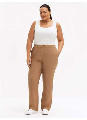 Principessa - Calça Reta Regular Alfaiataria Viscose Mocha Mousse Aveline - PRINCIPESSA