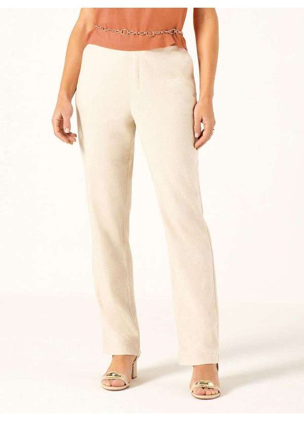 Principessa - Calça Reta Regular em Linho Natural Coraline 2