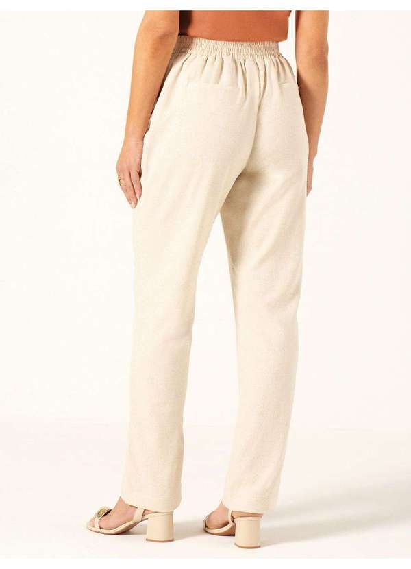 Principessa - Calça Reta Regular em Linho Natural Coraline 4