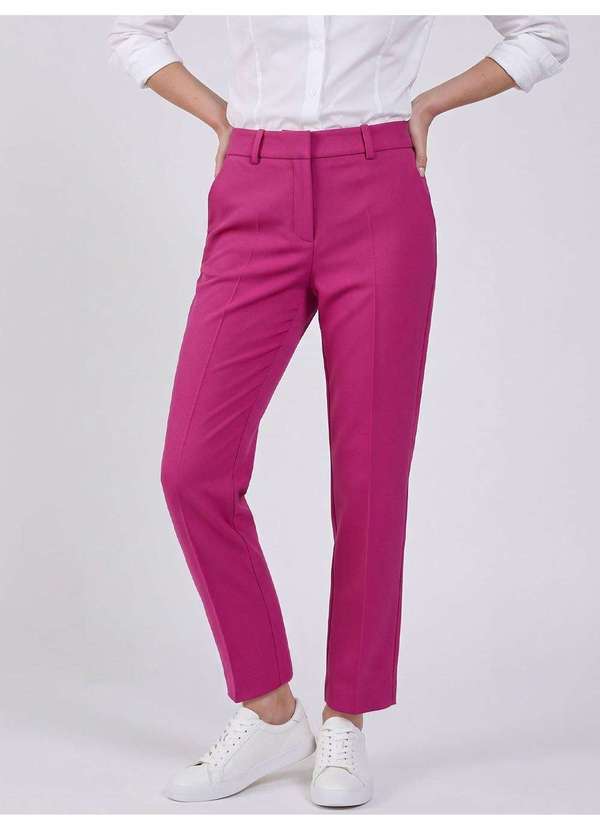 Principessa - Calça Reta Regular Framboesa Betina