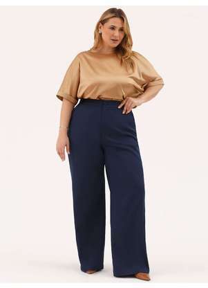 Principessa - Calça Wide Leg Alfaiataria Plus Size Marinho Lina - PRINCIPESSA