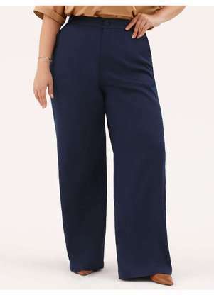 Principessa - Calça Wide Leg Alfaiataria Plus Size Marinho Lina - PRINCIPESSA