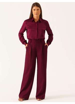 Principessa - Calça Wide Leg Alfaiataria Vinho Janiele - PRINCIPESSA