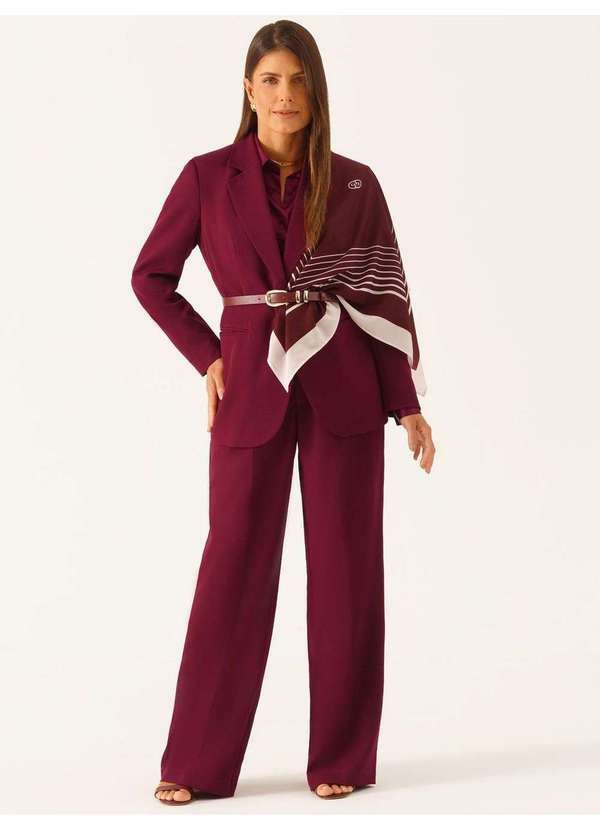 Principessa - Calça Wide Leg Alfaiataria Vinho Janiele 4