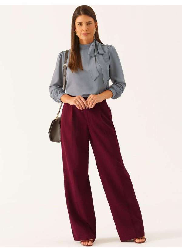 Principessa - Calça Wide Leg Alfaiataria Vinho Janiele 5