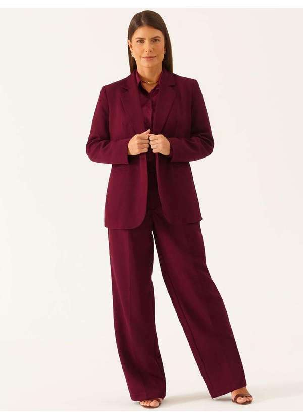 Principessa - Calça Wide Leg Alfaiataria Vinho Janiele 6