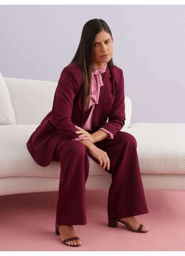 Principessa - Calça Wide Leg Alfaiataria Vinho Janiele 7
