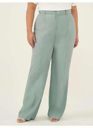 Principessa - Calça Wide Leg de Alfaiataria Plus Size Verde-Água Avalon - PRINCIPESSA