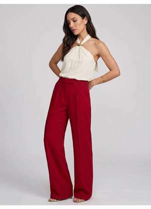Principessa - Calça Wide Leg de Alfaiataria Vermelha Collete - PRINCIPESSA