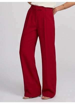 Principessa - Calça Wide Leg de Alfaiataria Vermelha Collete - PRINCIPESSA