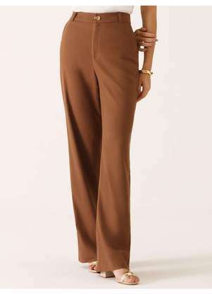 Principessa - Calça Wide Leg de Linho Marrom Felipa - PRINCIPESSA