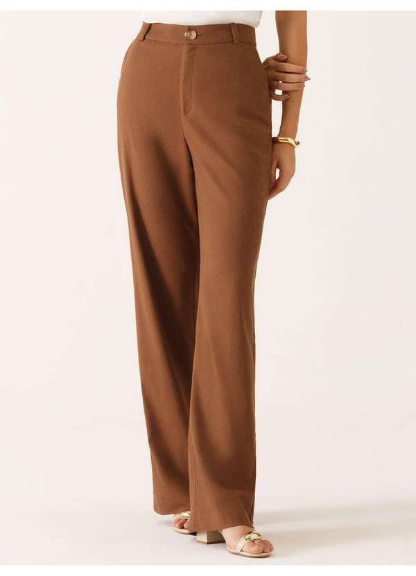 Principessa - Calça Wide Leg de Linho Marrom Felipa 2