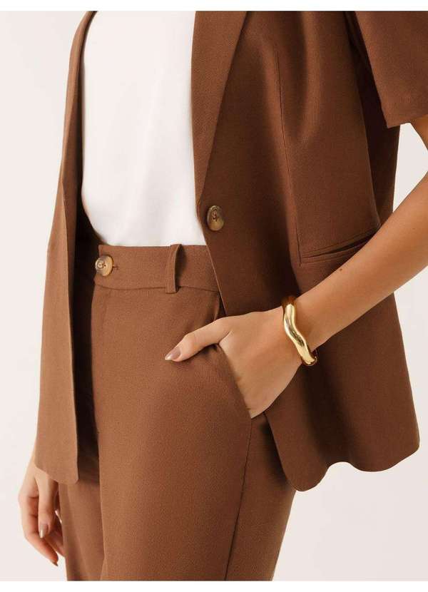 Principessa - Calça Wide Leg de Linho Marrom Felipa 4