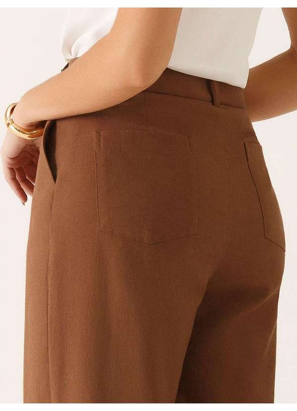 Principessa - Calça Wide Leg de Linho Marrom Felipa 9