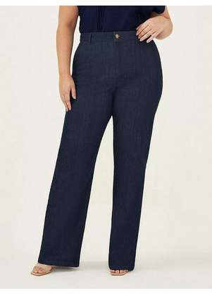 Principessa - Calça Wide Leg Jeans Plus Size Azul Escuro Shauany - PRINCIPESSA