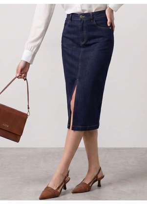 Principessa - Saia Jeans Longuete Azul Escuro Meily - PRINCIPESSA