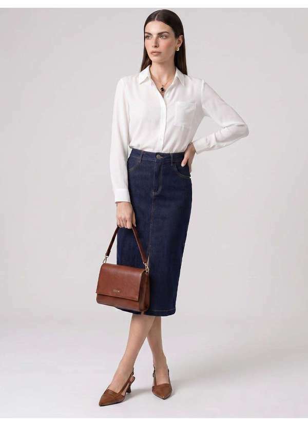 Principessa - Saia Jeans Longuete Azul Escuro Meily