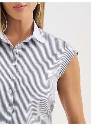 Principessa - Camisa de Algodão Listrada Off e Preto Kayele - PRINCIPESSA