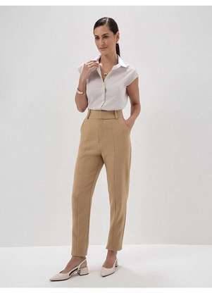 Principessa - Camisa Manga Copinho Listrada Off e Mocha Mousse Gabriele - PRINCIPESSA