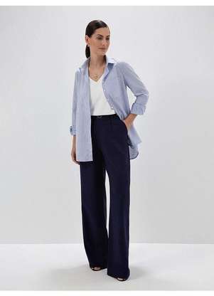 Principessa - Camisa Oversized Listrada Azul e Off White Selena - PRINCIPESSA