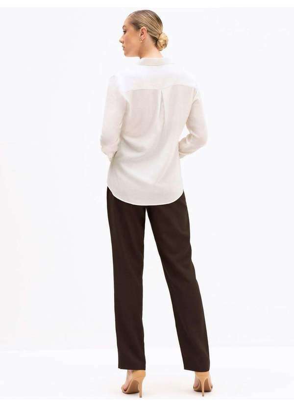 Principessa - Camisa Comfy em Viscose com Bordado Floral Off White Gisandra