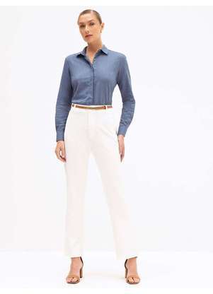 Principessa - Camisa Comfy em Algodão Azul Médio Feliciana - PRINCIPESSA