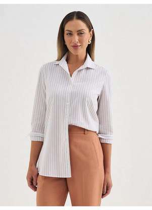 Principessa - Camisa Comfy de Algodão Off e Bege Belmira - PRINCIPESSA