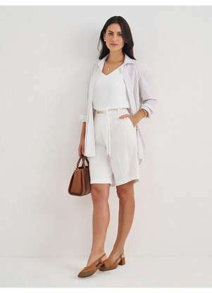 Principessa - Camisa Comfy de Algodão Off e Bege Belmira - PRINCIPESSA