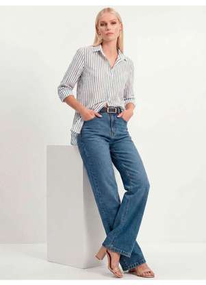 Principessa - Camisa Comfy de Algodão Listrado Off e Marinho Tiany - PRINCIPESSA
