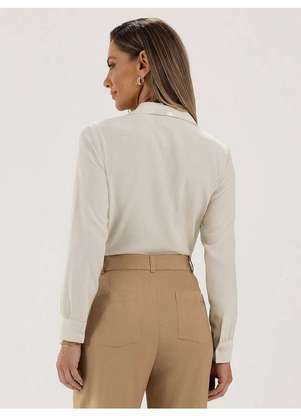 Principessa - Camisa Decote V em Viscose Aveia Norma - PRINCIPESSA