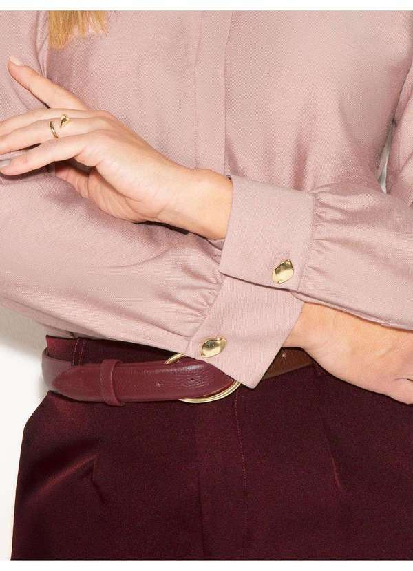 Principessa - Camisa Manga Longa em Viscose Nude Rosê Ilmara