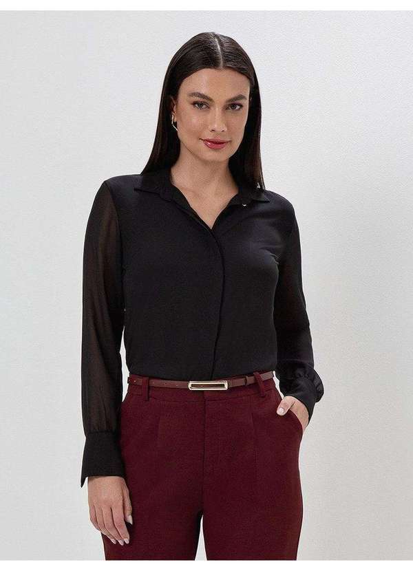 Principessa - Camisa Manga Longa Preta Tiara