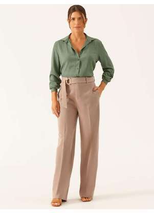 Principessa - Camisa Manga Longa Regular em Viscose Verde Veranice - PRINCIPESSA