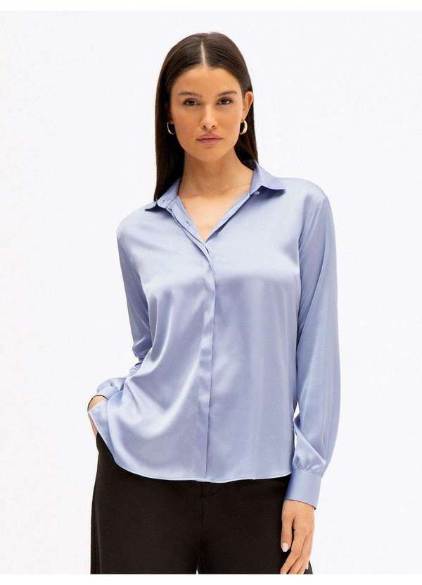 Principessa - Camisa Manga Longa Super Comfy Azul Claro Elenita
