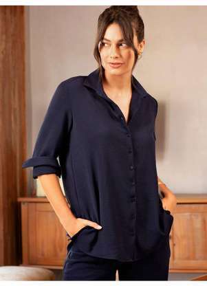 Principessa - Camisa Oversized Azul Marinho Helô - PRINCIPESSA