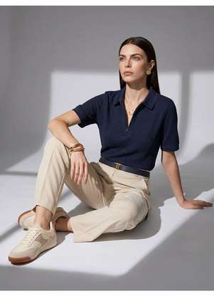 Principessa - Blusa Polo em Malha Texturizada Marinho Talira - PRINCIPESSA