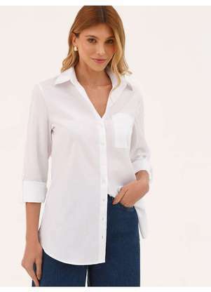 Principessa - Camisa Alongada com Bolso em Algodão Branco Marilu - PRINCIPESSA