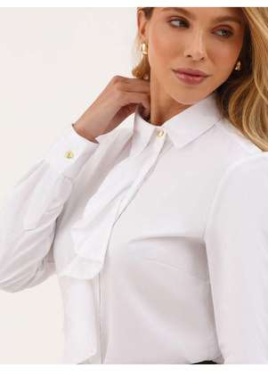 Principessa - Camisa com Babados em Tricoline Off White Monise - PRINCIPESSA
