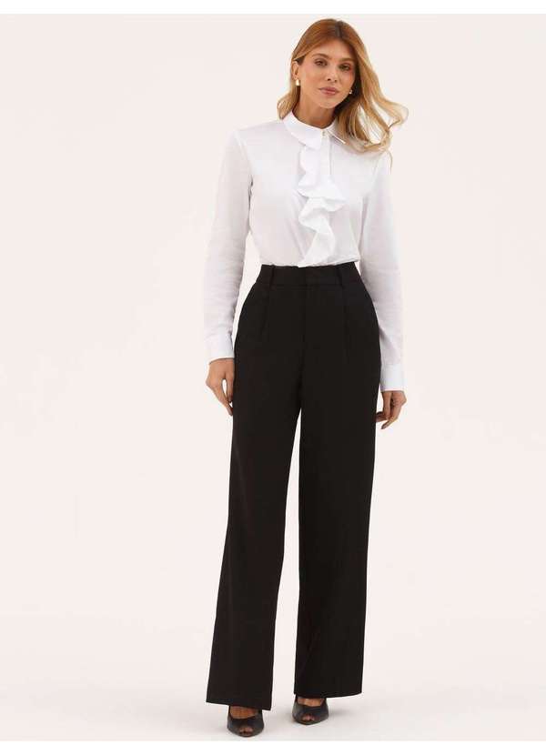 Principessa - Camisa com Babados em Tricoline Off White Monise 3