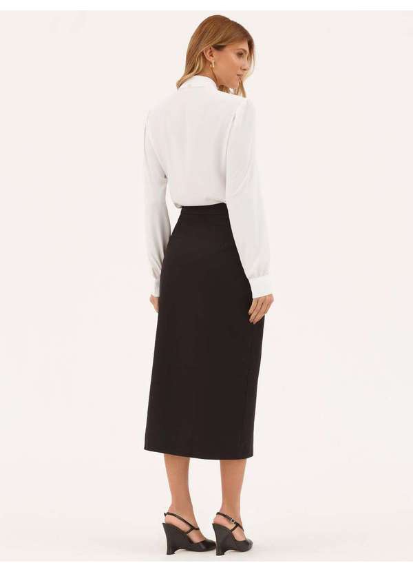 Principessa - Camisa com Faixa Laço em Crepe Off White Lucineide 11